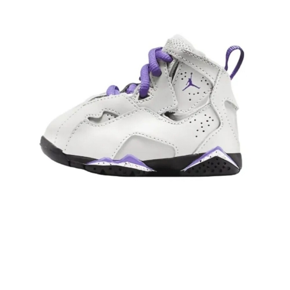 Jordan Kids True Flight Sneakers in White & Purple Accents